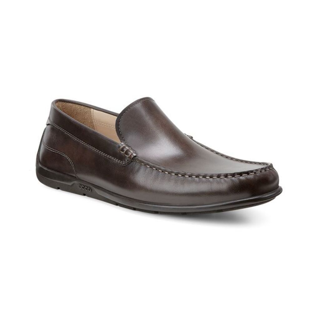 Men’s Ecco Classic MOC 2.0 Coffee Slip-On Leather Loafer Size 10, Like New
